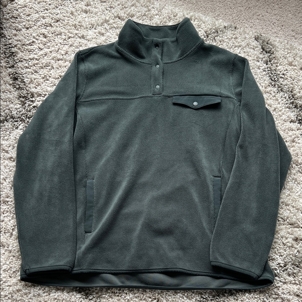 Dark Green Snap Fleece Pullover